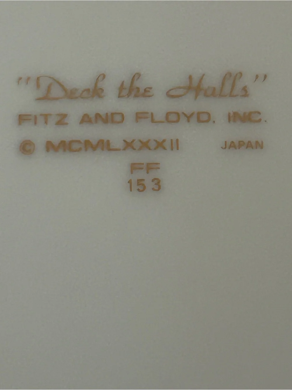 Fitz and Floyd Vintage Deck The Halls 7 1/2